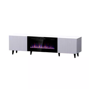 ТВ тумба Cama Meble PAFOS EF с электрическим камином 180×42×49 см, белый матовый