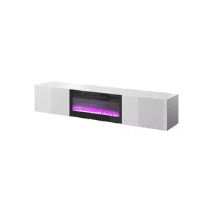 ТВ-тумба Cama Meble SLIDE 200K с электрическим камином 200x40x37 см глянцевый белый