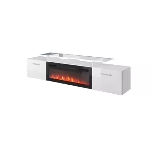 ТВ-тумба Cama Meble ROVA с электрическим камином 190x37x48 см белая/глянцевая