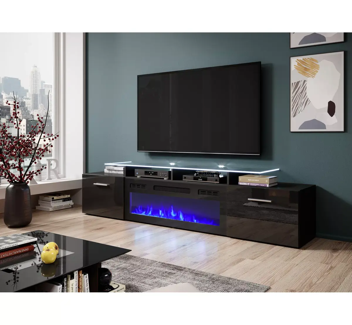 TV kumode Cama Meble ROVA ar elektrisko kamīnu Photo 3