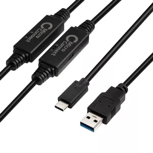 Microconnect USB3.1CA10AMP USB cable USB 3.2 Gen 1 10 m USB C USB A Black