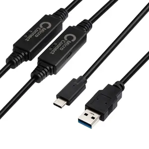 MicroConnect USB kabelis USB3.1CA10AMP 10 m USB-C vīrišķais uz USB-A vīrišķais USB 3.2 Gen 1 melns niķelēti kontakti