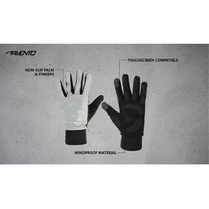 Спортивные перчатки с сенсорным наконечником AVENTO 44AC светоотражающие M/L серебристый/черный