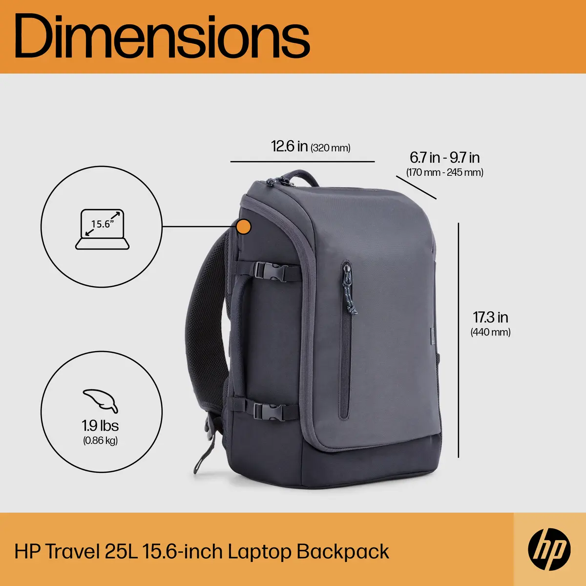 HP Travel mugursoma klēpjdatoram 25 litri 15.6" Photo 8