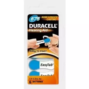 Duracell Hearing 675 (A675) cinka–gaisa dzirdes aparātu baterijas V675, iepakojumā 6 gab.