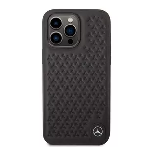 Mercedes īstas ādas futrālis ar zvaigzni iPhone 14 Pro Max melns