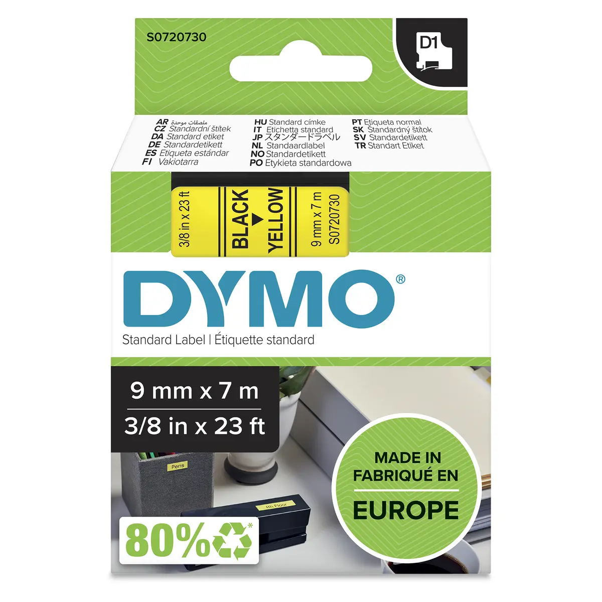 Etiķešu lente DYMO D1 Standarta Melna