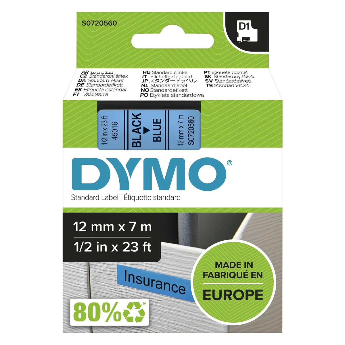 DYMO D1 pašlīmējošā uzlīmju lente melns