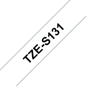 Brother TZE-S131 īpaši izturīga laminēta uzlīmju lente melna uz caurspīdīga 8 m garums 12 mm platums