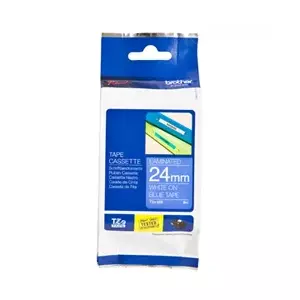 Laminated tape Brother TZe555 24mm White on Blue