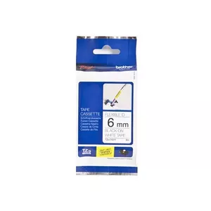 Laminētā lente Brother TZEFX211 Melna uz balta 6mm