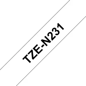 Brother TZEN231 Non-Laminated Labeling Tape Black on White 12 mm x 8 m Thermal Transfer