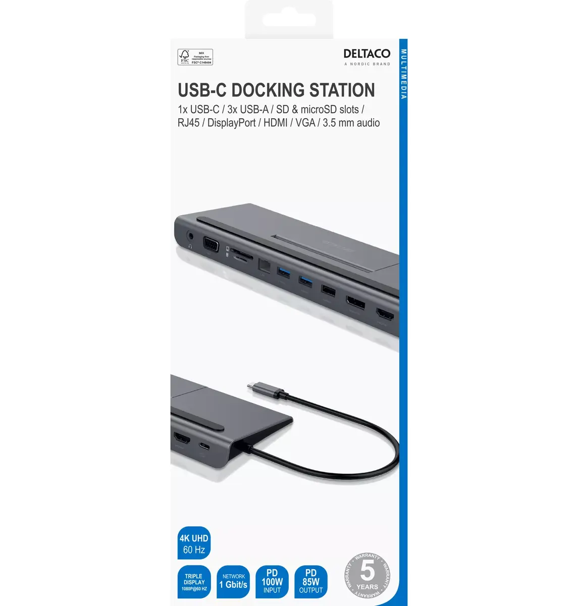Док-станция для ноутбука Deltaco USBC-DOCK2 Photo 5