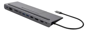 Klēpjdatora dokstacija Deltaco USBC-DOCK2 vadu USB-C 85W Power Delivery Ethernet Gigabit pelēka
