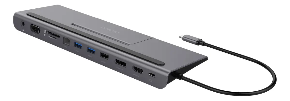 Deltaco USBC-DOCK2 USB-C klēpjdatora dokstacija ar