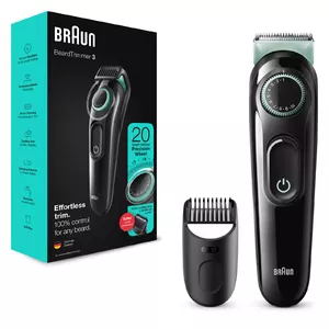 Braun BeardTrimmer 3 BT3323 AC/Baterija 20 1 cm Melns, Zaļš