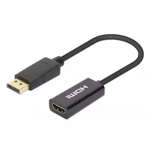 Адаптер Manhattan DisplayPort 1.2 на HDMI 4K@60Hz 15см Мужской на Женский Черный