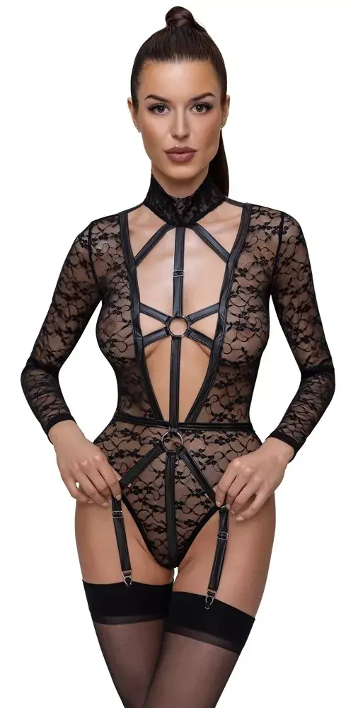Bodi Cottelli Collection L — mežģīnes, garas piedurknes, melns Photo 3