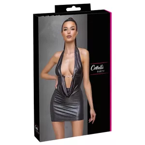 Женское платье cottelli collection Silver, размер XL, короткое приталенное с халтером, 92% полиэстер 8% спандекс