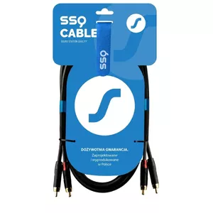 Аудиокабель SSQ SS-1432 2x RCA—2x RCA, 2 м, черный, медный провод 2×0,23 мм², Ø 5 мм