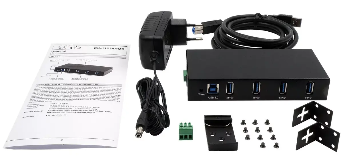 EXSYS EX-11234HMS USB 3.2 Gen 1 Hub Photo 5