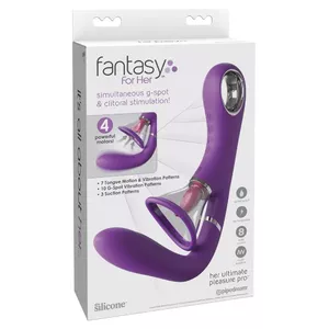 Vibrator Fantasy For Her Her Ultimate Pleasure Pro — silicone G-spot vibrator with suction cup & tongue stimulator, rechargeable, 24.6 cm
