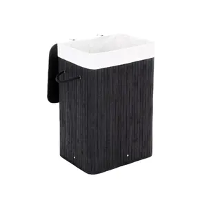 Корзина для белья Songmics LCB10B прямоугольная бамбуковая 72 л черная