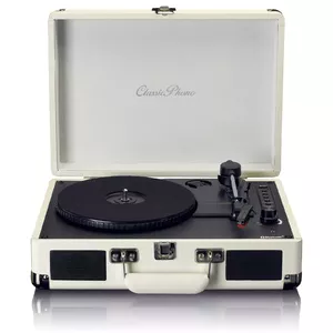 Belt-drive turntable Lenco TT-115CR cream — suitcase record player, USB recording, Bluetooth 5.0, 33/45/78 RPM