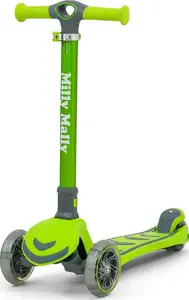 Kick scooter milly mally Boogie model 3001, green — children's three-wheel scooter