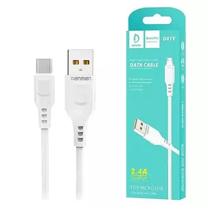 USB to Micro USB Cable DENMEN D01T 1 m 2.4A White
