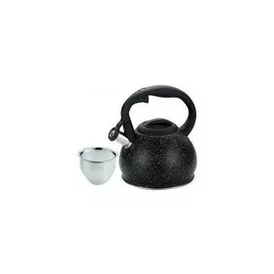 Tea and Herb Infuser Kettle KingHoff KH 1634 — Black Steel, 1.2 L, Whistle and Built-in Strainer