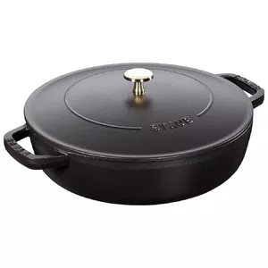 Saute Pan ZWILLING STAUB BRAISERS Round 28 cm, black, bottom Ø 22.2 cm
