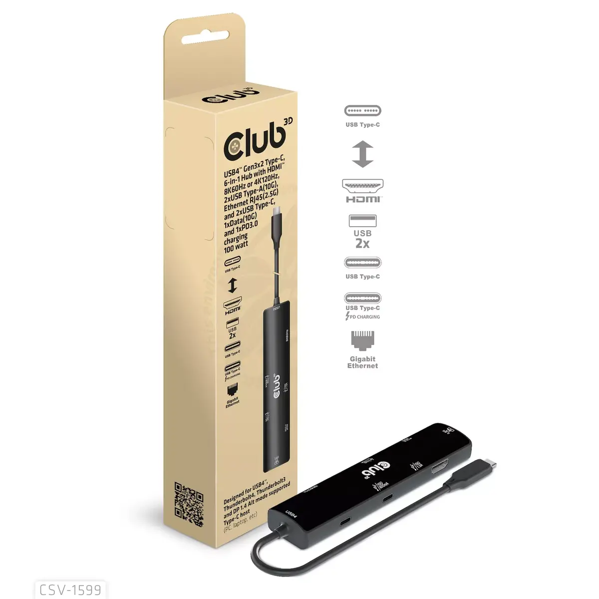 Club 3D CSV-1599 USB4 Type-C 6‑in‑1 koncentrators Photo 6