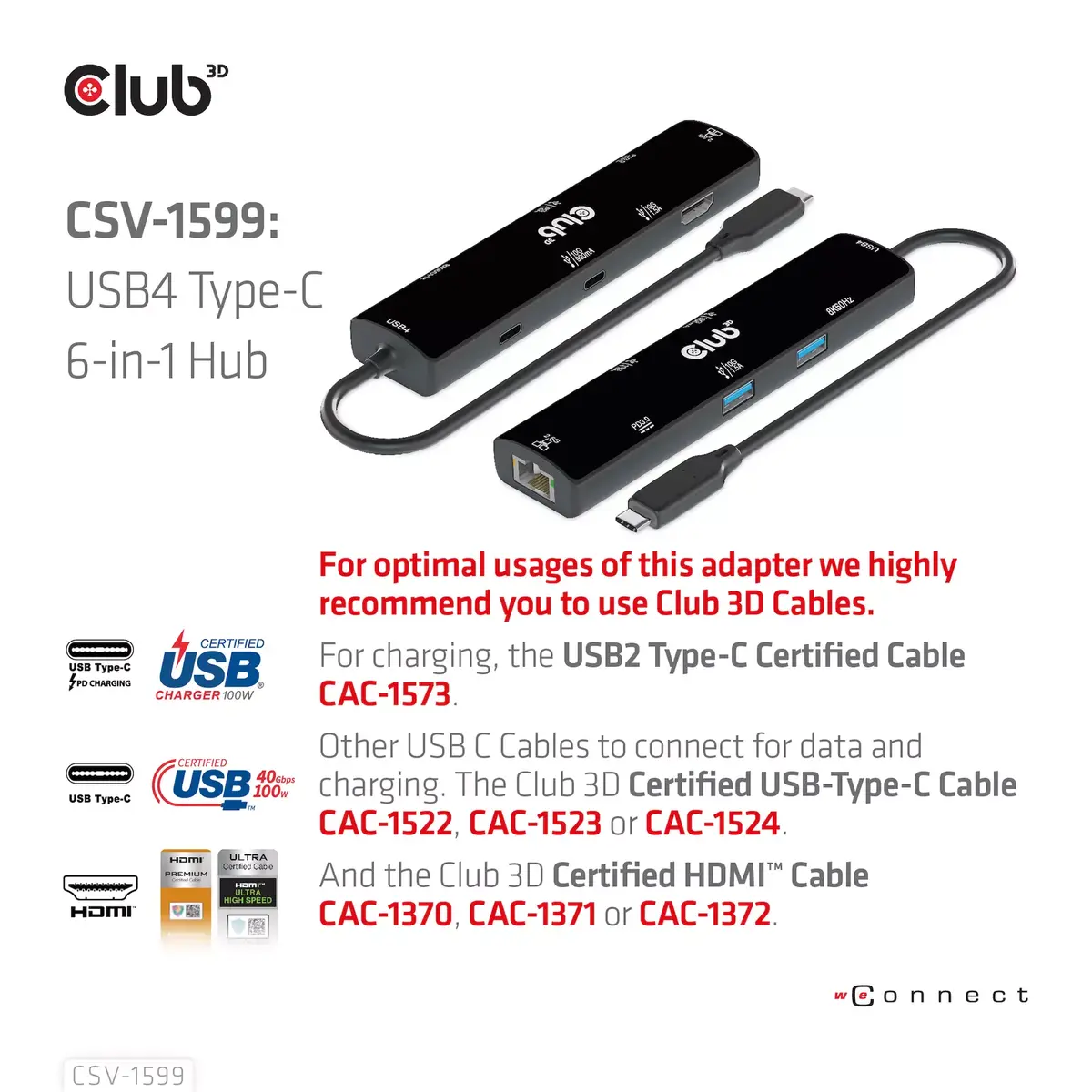 Club 3D CSV-1599 USB4 Type-C 6‑in‑1 koncentrators Photo 14