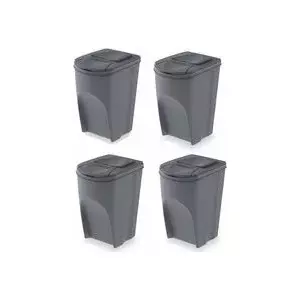 Trash bin Prosperplast Sortibox 4 x 35L Grey — 4-compartment waste sorter, 35 L per compartment