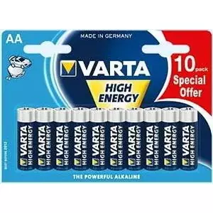 Vienreizējās baterijas Varta High Energy AA 10 iepakojumā