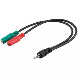 Audio adapter cable MANHATTAN 3.5mm male to 3.5mm female 0.15 m Black