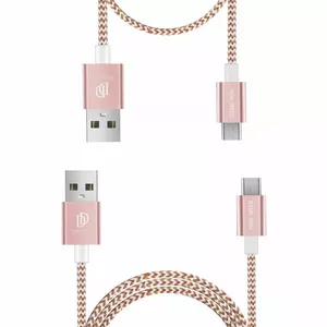 Dux Ducis KII Premium Micro USB Set Of 2 Material Data and Charging Cables 100 cm + 20 cm Pink