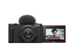 Компактная камера Sony ZV-1F с матрицей 20.1 MP Exmor RS CMOS, поддержкой видеосъемки 4K Ultra HD, 3-дюймовым сенсорным экраном, Wi-Fi и Bluetooth черного цвета