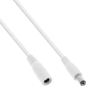 Кабель-удлинитель InLine DC, 5.5x2.1mm, AWG 18, белый 1м