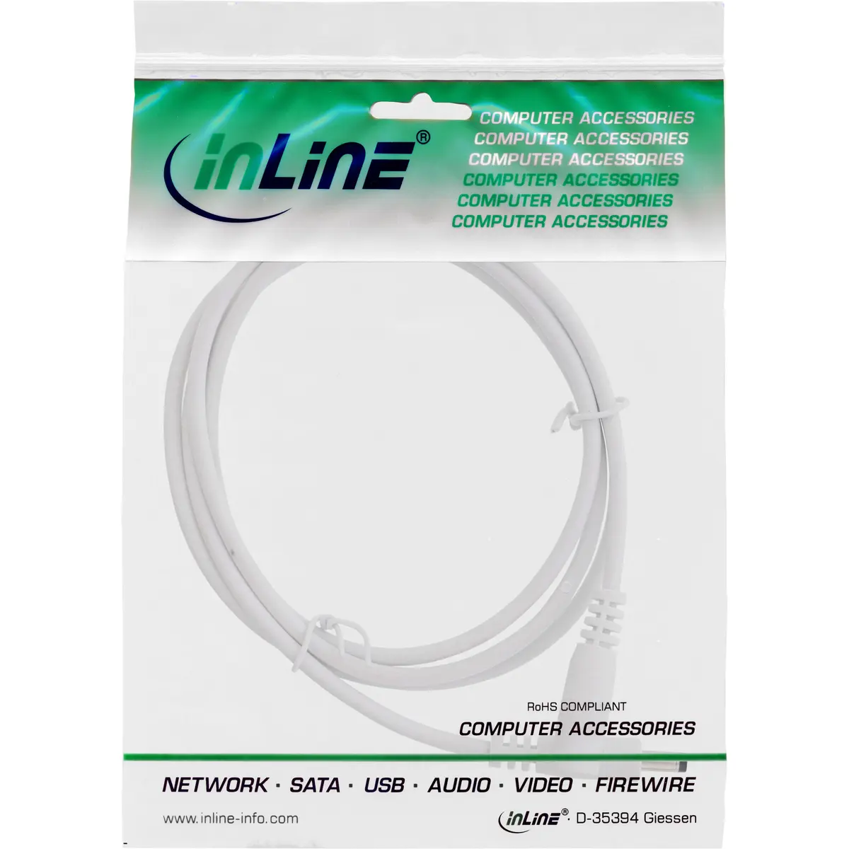 InLine DC Extension Cable 4.0x1.7mm 2m White Photo 2