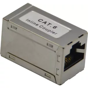 Keystone coupler helos 307454 — shielded CAT6 RJ45 female-to-female, silver finish