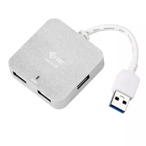 USB 3.0 4‑Port Metal Passive Hub ITEC U3HUBMETAL402, USB 3.2 Gen 1 Type-A, Silver, 55×55×14 mm