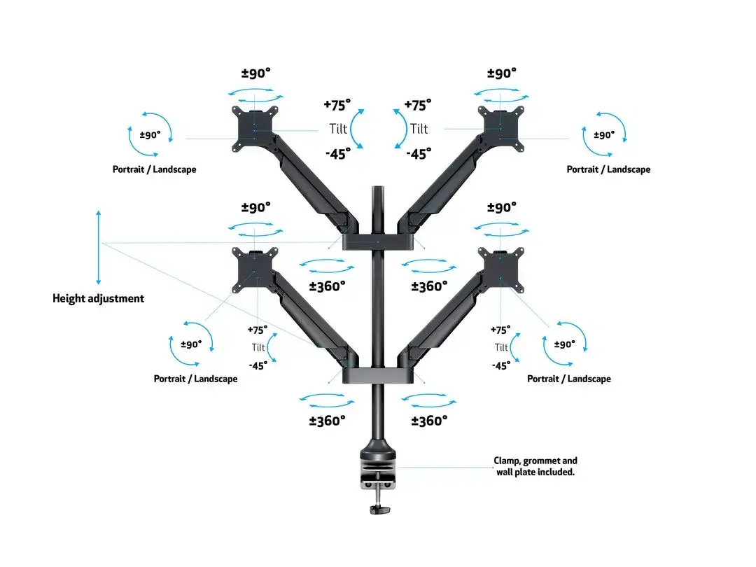 MULTIBRACKETS M VESA Gas Lift Arm Quad Black HD Photo 7