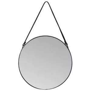 UNIGLOB PERITO Round Hanging Mirror 60 cm Black