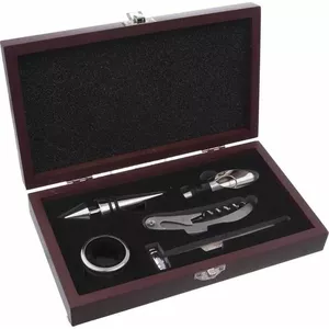 Wine accessory set ORION Zestaw – corkscrew, stopper, drip ring and thermometer