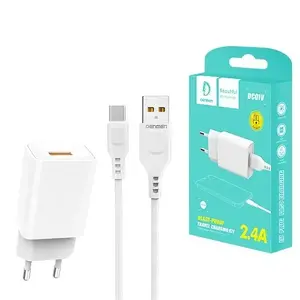 DENMEN lādētājs DC01 2.4A ar micro USB kabeli – USB sienas adapteris mobilajām ierīcēm