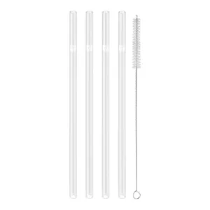 ZWILLING Sorrento Glass Straws Transparent Borosilicate Glass 4-Piece Set