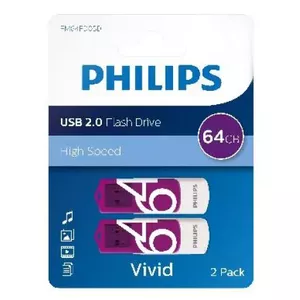 Philips FM64FD05D USB флеш накопитель 64 GB USB тип-A 2.0 Пурпурный, Белый