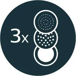 Three brushes to clean different materials